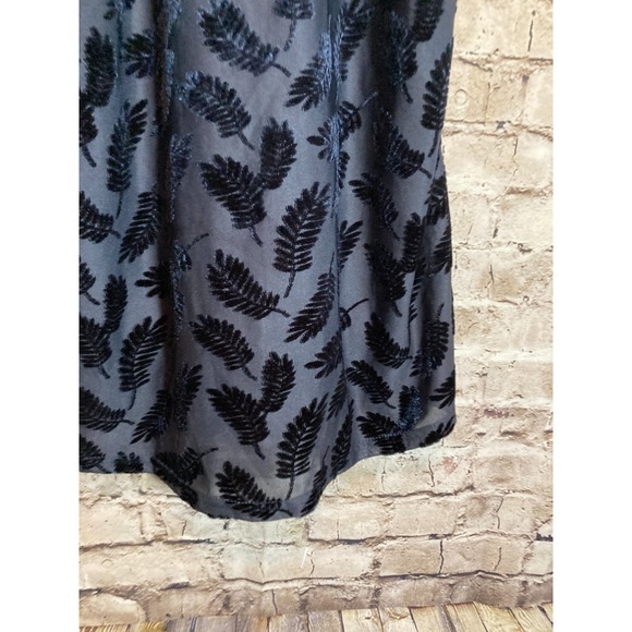 Lily Rain Halter Dress Women Medium Grey Velvet Leaf Print Lace Up Dark Romantic - Picture 7 of 13